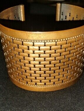 1950's Style Textured Copper Grid Panel Cuff Bracelet